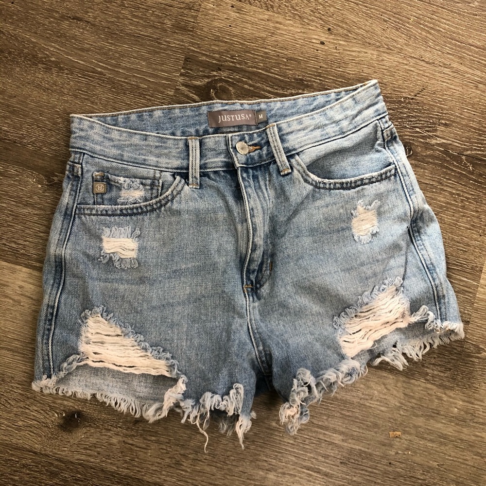 🐝 High Waist Distressed Just USA Jean Shorts